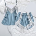 thumbnail image 3 of ZenCart Women's Pajamas Set Lace Trim Pajamas Homewear V-Neck Sleeveless Cami Top And Shorts Set Sexy Ice Silk Sleepwear, 3 of 7