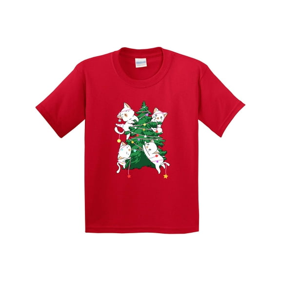 Inktastic Kawaii Cats Christmas Tree Youth T-Shirt