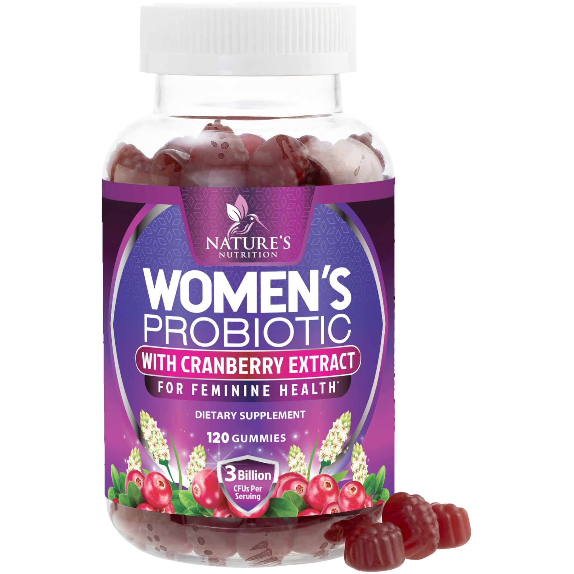 Probiotics for Women Gummies - 2 Billion CFU - 6 Premium Strains with Cranberry for PH Balance - Feminine Probiotics Digestive, Vaginal & Immune Support - Women's Probiotic Health Gummy - 120 Gummies