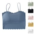 thumbnail image 2 of IWRICH Womens Scalloped Bulit Iin Self Bra Crop Tank Tops Spaghetti Strap Sleeveless Versatile Summer Going out Tee Shirts White One Size, 2 of 3