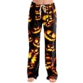 thumbnail image 2 of Womens Pajama Pants Halloween Bat Ghost Print Stretch Elastic Waist Casual Pjs Bottoms, 2 of 5