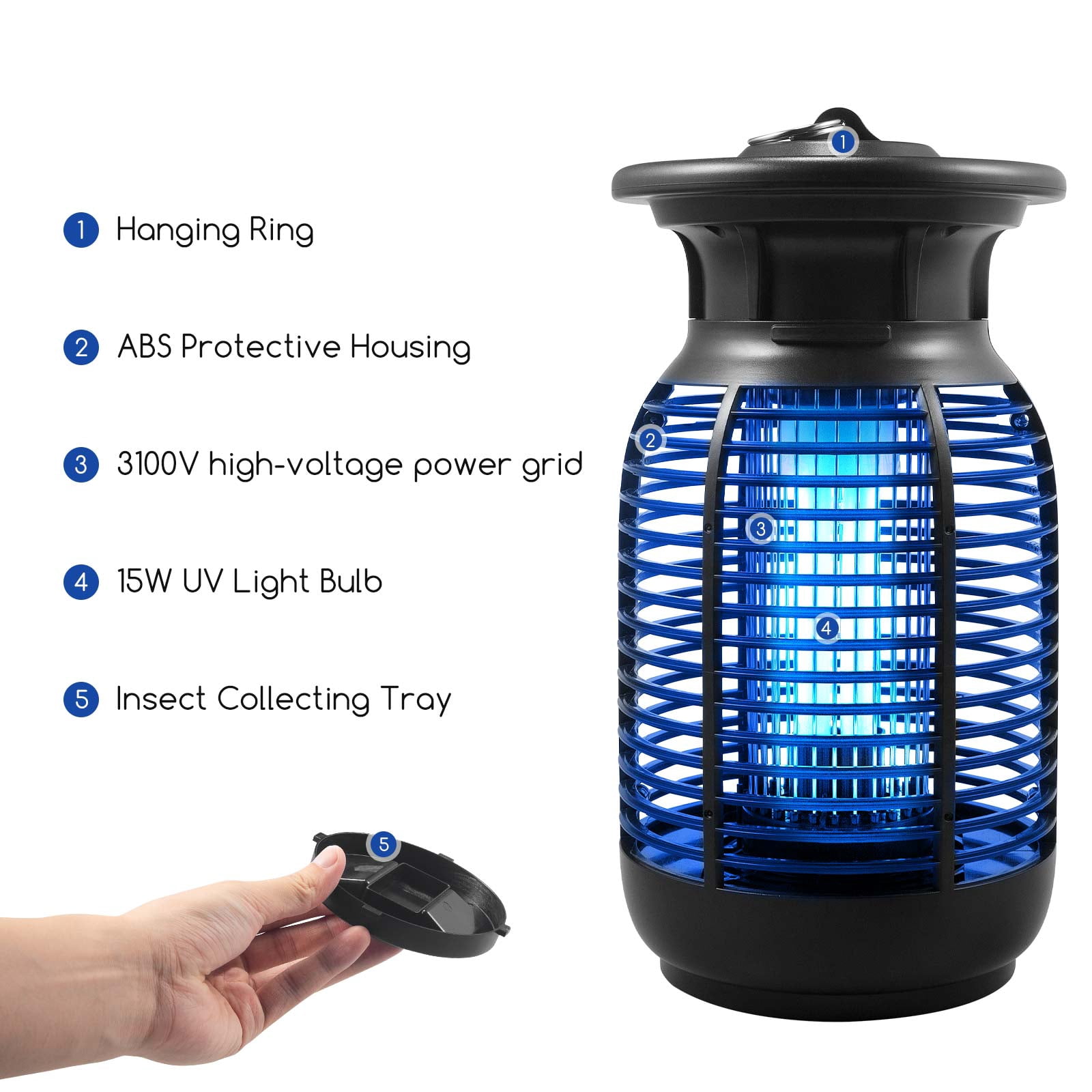 Jahy2Tech Efficient Pest Control Bug Zapper with Safety & IPX4 Waterproof Design