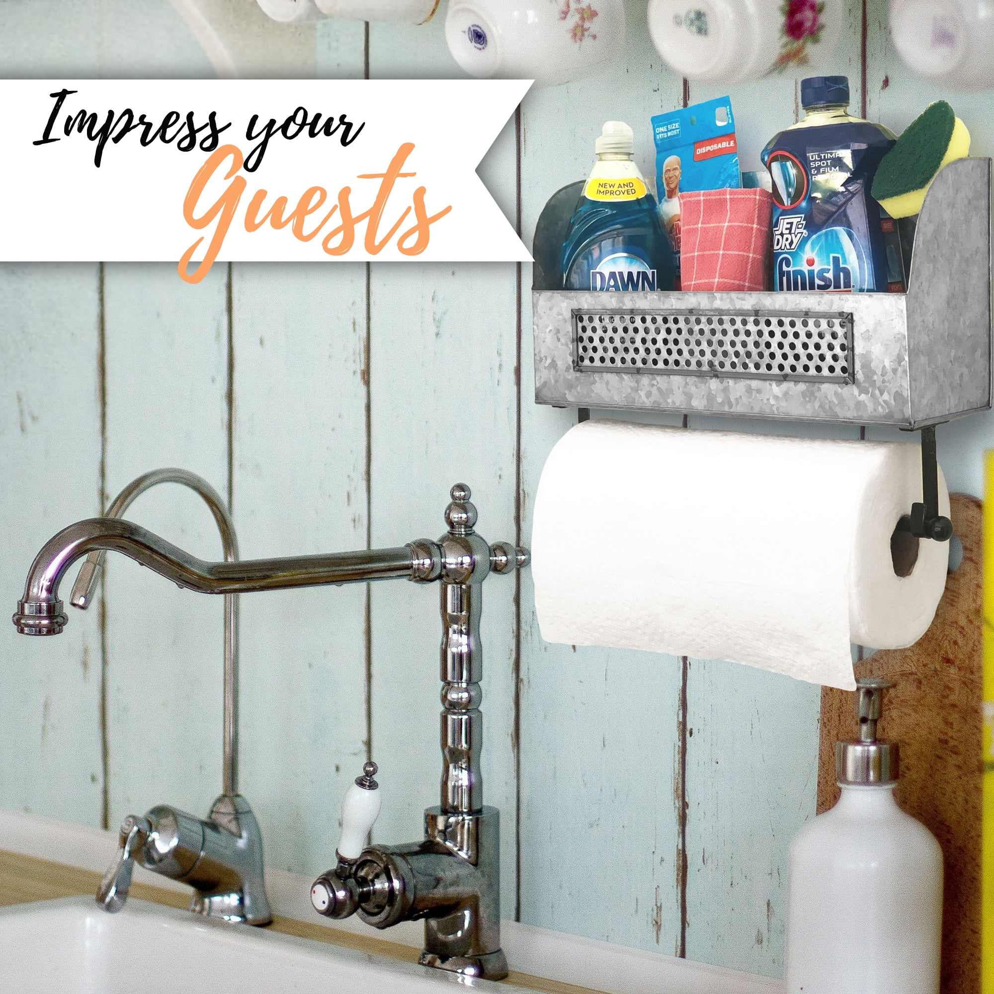 Autumn Alley Wall Mounted Farmhouse Galvanized Paper Towel Holder – Rustic Kitchen Decor