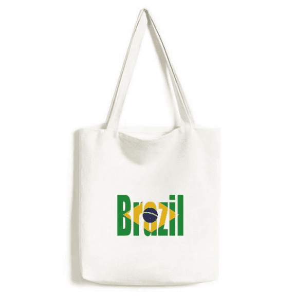 Brazil Country Flag Name Tote Canvas Bag Shopping Satchel Casual Handbag
