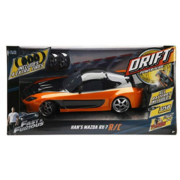 Jada Toys Fast & Furious RC Drift Mazda RX-7 Voiture télécommandée, Drift,  4 Roues motrices, 4 pneus de Rechange, Fonction de Charge USB, avec Piles  Orange 1:10 : : Jeux et Jouets