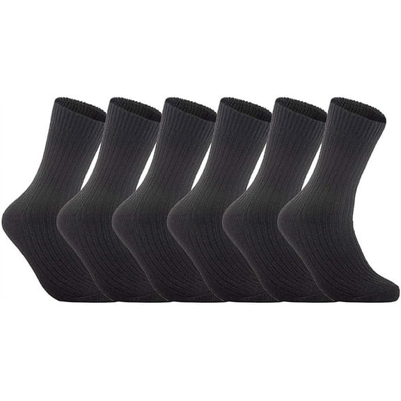 Lovely Annie Women's 6 Pairs Wool Knitted Socks One Size 6-9 Dark Gray