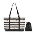 thumbnail image 7 of FORMRS Canvas Laptop Tote Bag for Women with 15.6" Computer Compartments Shoulder Handbag, Black Stripes, 7 of 7