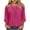 A-Hot Pink, variant on Women's Round Neck 3/4 Sleeve Tops Tie Keyhole Lace Patch Pleated Loose Soft Casual Tunic Top for Daily Wear A-Blue S