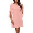 thumbnail image 6 of vigerkar Women's 2026 Flutter Sleeve Dress Crew Neck Chiffon Formal Wedding Guest Party Short Dresses (Red, M), 6 of 8