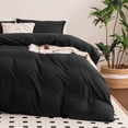 thumbnail image 2 of Sleep Zone Seersucker Ruffled Duvet Cover Set Full, Soft Breathable Bedding Set, Wrinkle Resistant, Modern Textured, All Season Use (Black, Full), 2 of 11