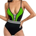 thumbnail image 3 of lcziwo Womens Color Block Swimsuits Deep V Neck One Piece Swimwear 2025 Summer Fashion Backless Bathing Suits Vacation Beach Outfits Green L Ofertas Flash Del Dia, 3 of 4