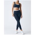 thumbnail image 2 of PISONIC Women 2 Piece Two-Piece Contrast Trim Yoga Set, Double Strap Square Neck Padded Sports Bra & High Waist Butt Lifting Full Length Leggings, Workout Gym Activewear Outfit, 2 of 8