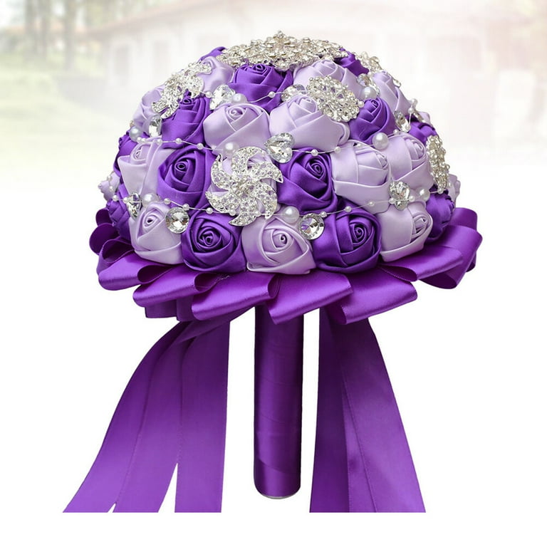 バレエ type L long ribbon / Joy flower purple UPOUART Bride Wedding Bouquet Purple Ribbon Rhinestone For