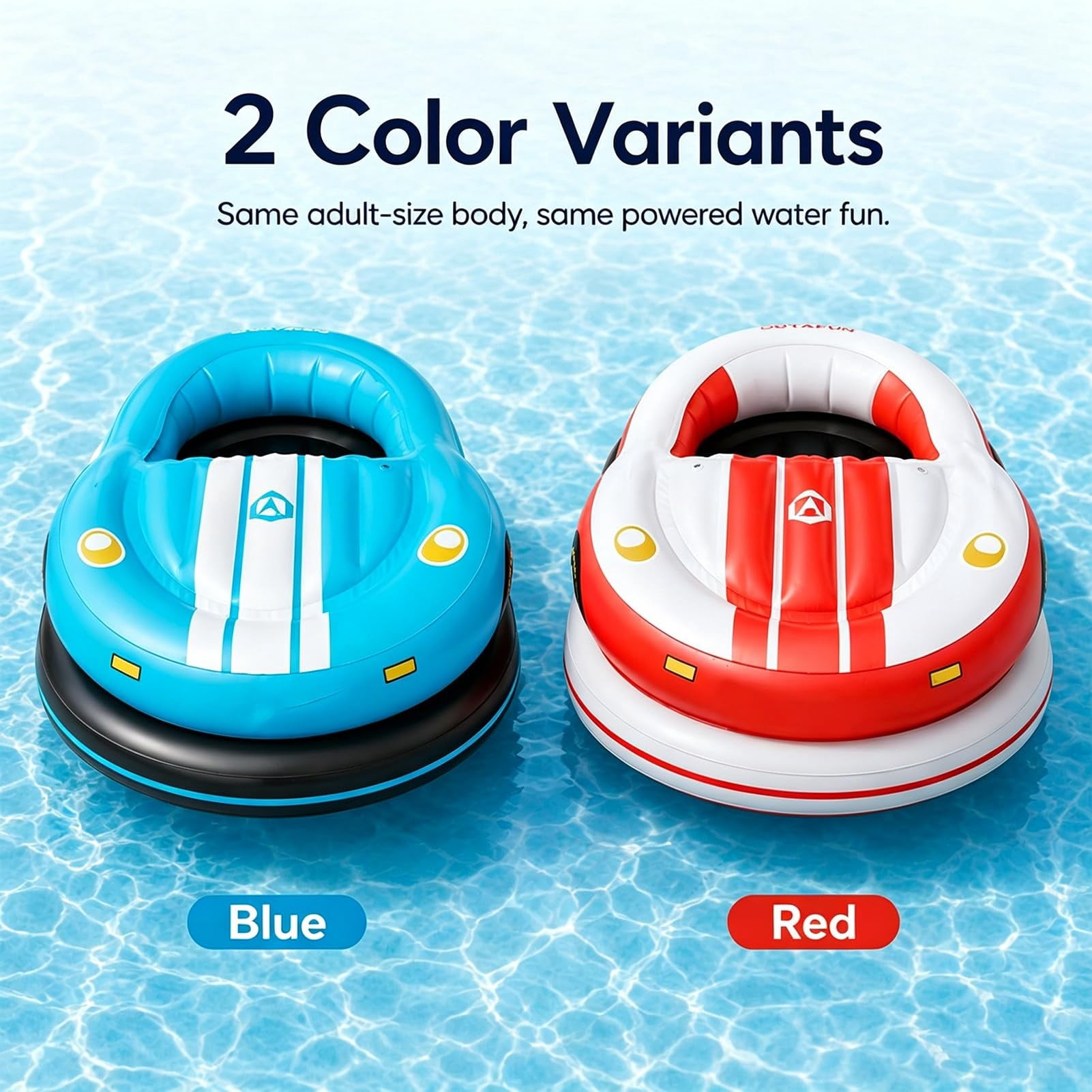 Inflatable Car Boat - Motorized Bumper Boats for Pool, Motorized Pool Lounger for Adults,Spin & Turn,Wide Stable Base,Cordless Air Pump Included (Red)
