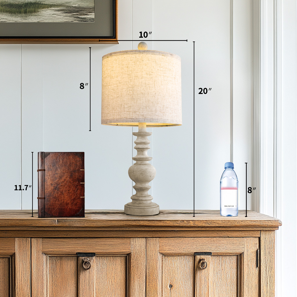 Oneach 20" Resin Table Lamps Set of 2, Farmhouse Bedside photo 2