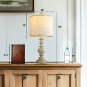 Oneach 20 Resin Table Lamps for Bedroom Lamps Set of 2 Retro Farmhouse Bedside Nightstand Lamp