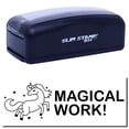 thumbnail image 1 of Large Pre-Inked Magical Work Stamp, Slim 1854, Ultra Slim Design, Impression Size 1-13/16" by 2-1/2", Up to 25,000 Impressions - Black Ink, 1 of 10