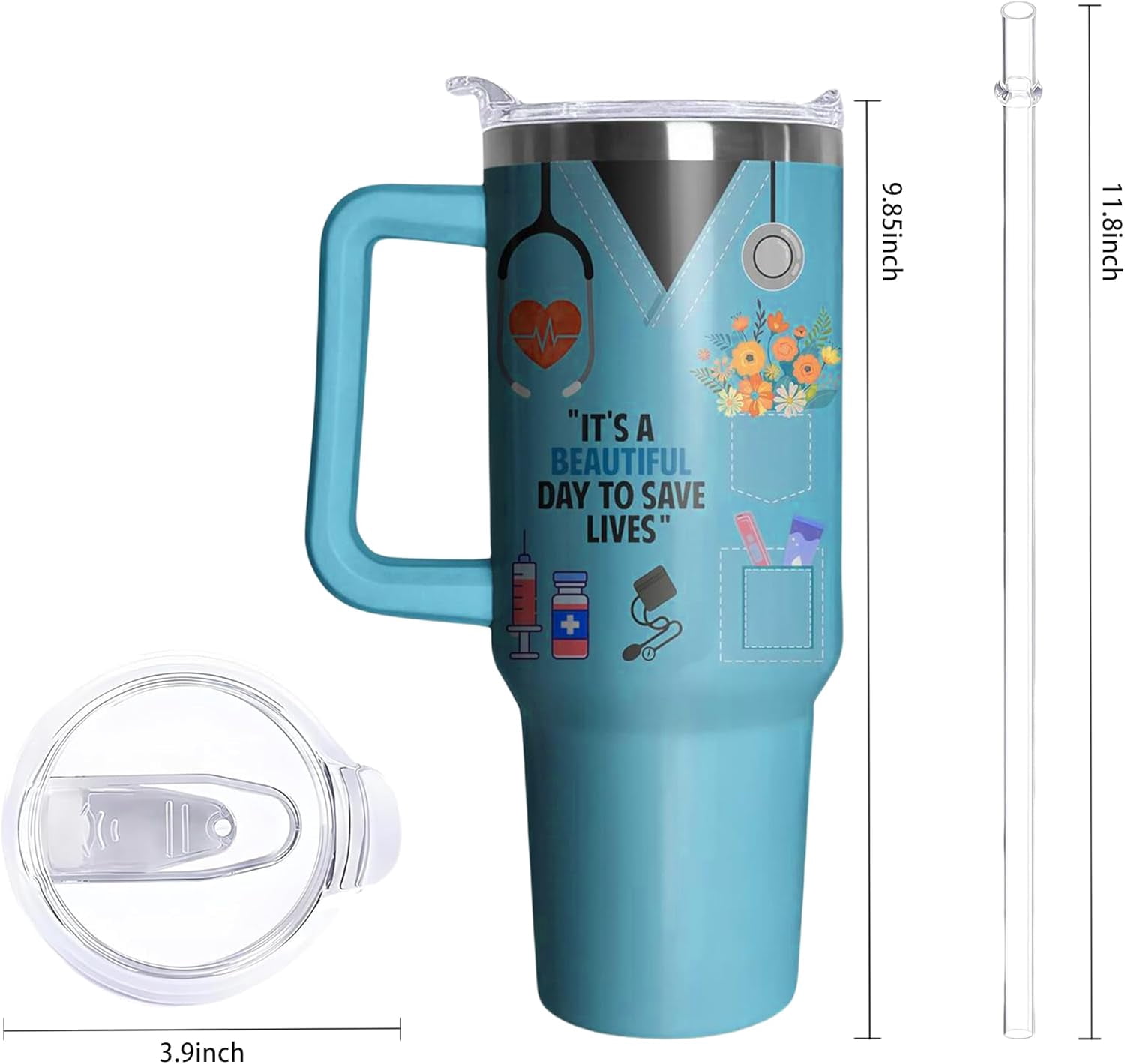 Sister Tumbler 40oz - Birthday Gift for Women - Insulated Stainless Steel Cup - Handle & Straw Included