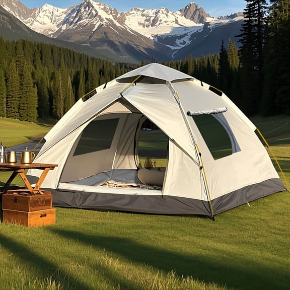 Automatic Pop-Up Camping Tent, Windproof & Sun Resistant, Portable Foldable Instant Tent for Park Camping, Outdoor Hiking, Beach & Family Vacations