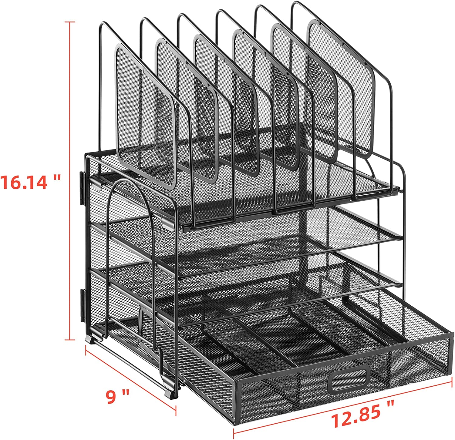Marbrasse 4-Tier Mesh Desk Organizer with Drawer and Pen Holders photo 3