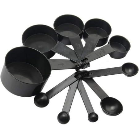 

10Pcs Black Plastic Measuring Spoons Cups Set Tools For Baking Coffee Tea 1/4Sp- 1/2Sp-1Tsp-1/2Tbsp- 1Tbsp - Black