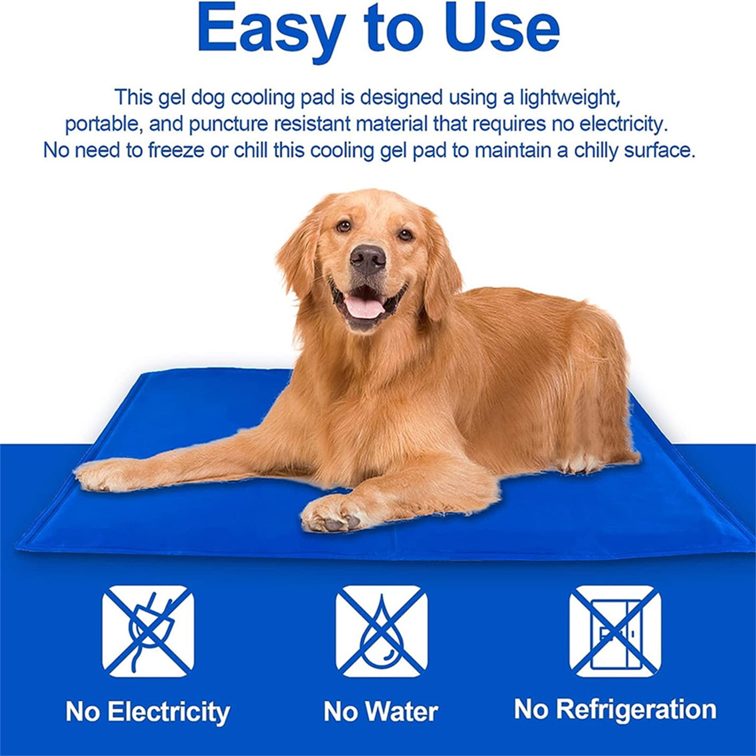 Pefilos 25" Cooling Mat for Dogs and Cats, Pressure Activated Dog Cooling Pad, Non-Toxic Gel, Safe and Portable, Blue Pefilos 25" Cooling Mat for Dogs and Cats, Pressure Activated Dog Cooling Pad, Non-Toxic Gel, Safe and Portable, Blue