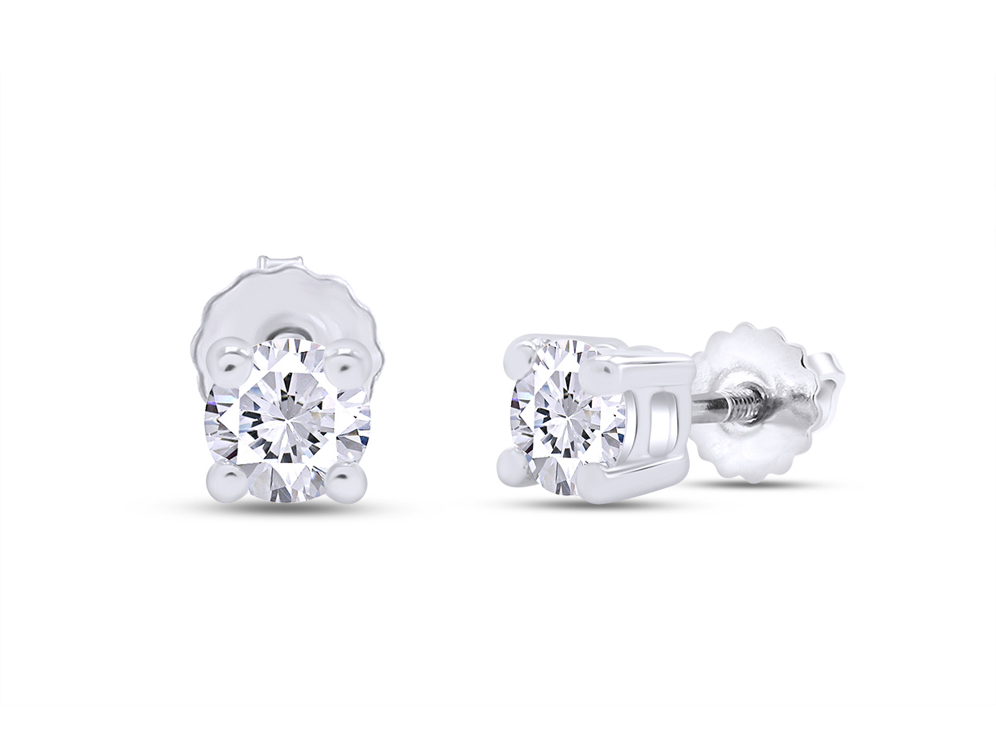 1/7 Carat Round Diamond Solitaire Stud Earrings for Womens Lab Grown Created (G-H/VS-SI) 14K White Gold Threaded Jewelry for Gift, Gift Jewelry (0.15 Cttw)