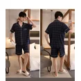 thumbnail image 5 of Cárdigan de algodón ajustado para hombre, ropa de dormir de verano para el hogar, ropa interior de manga corta para hombres jóvenes 5XL, 5 of 5