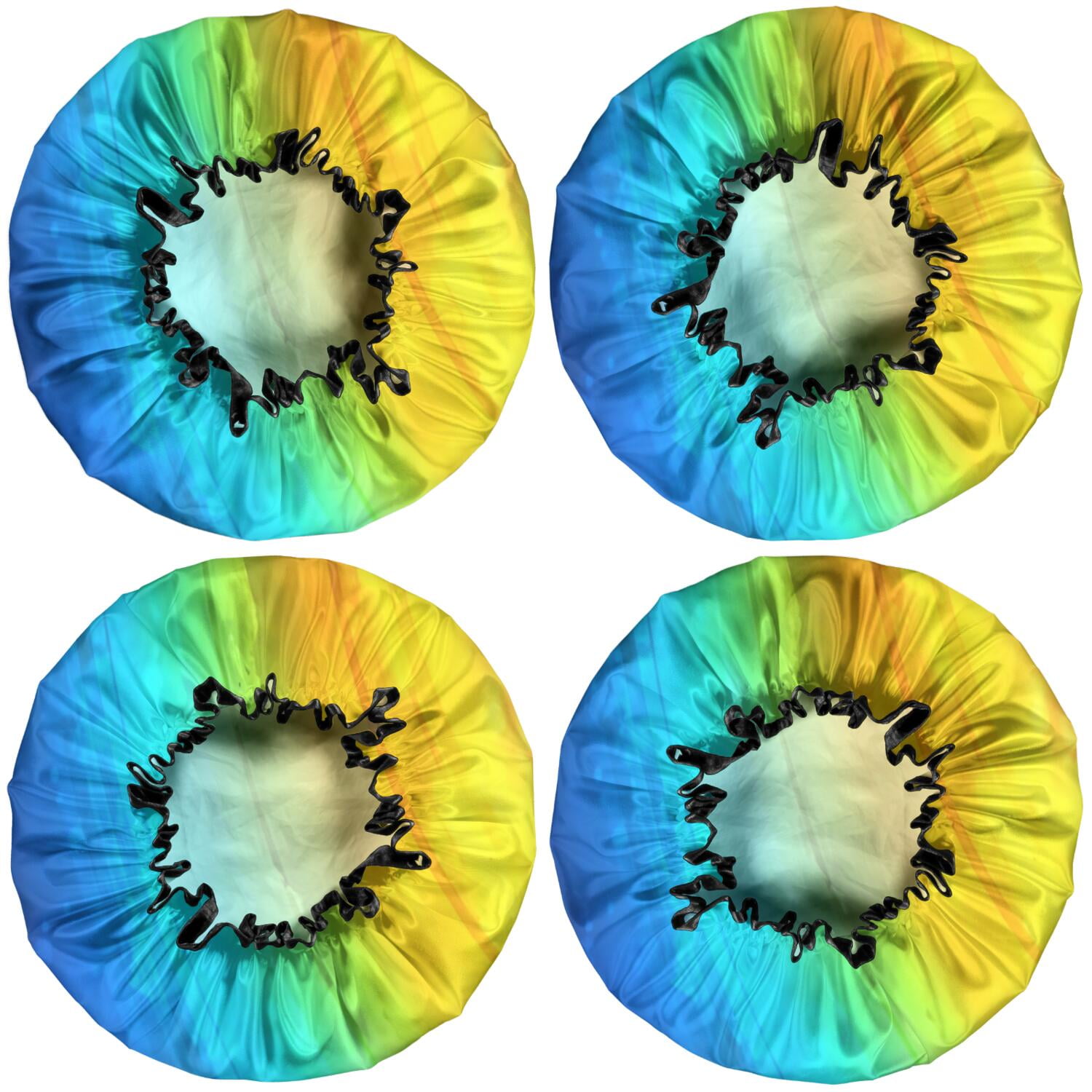 Shower Caps,Colorful Tie Dye Pattern Waterproof Shower Cap for Women 4 Pieces,Double Reusable Hair Cover for Shower PEVA Elastic Stretch Hem