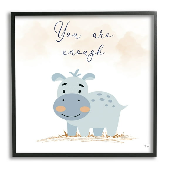 Stupell Industries You Are Enough Inspirational Animals & Insects Painting Black Framed Art Print Wall Art, 12 x 12