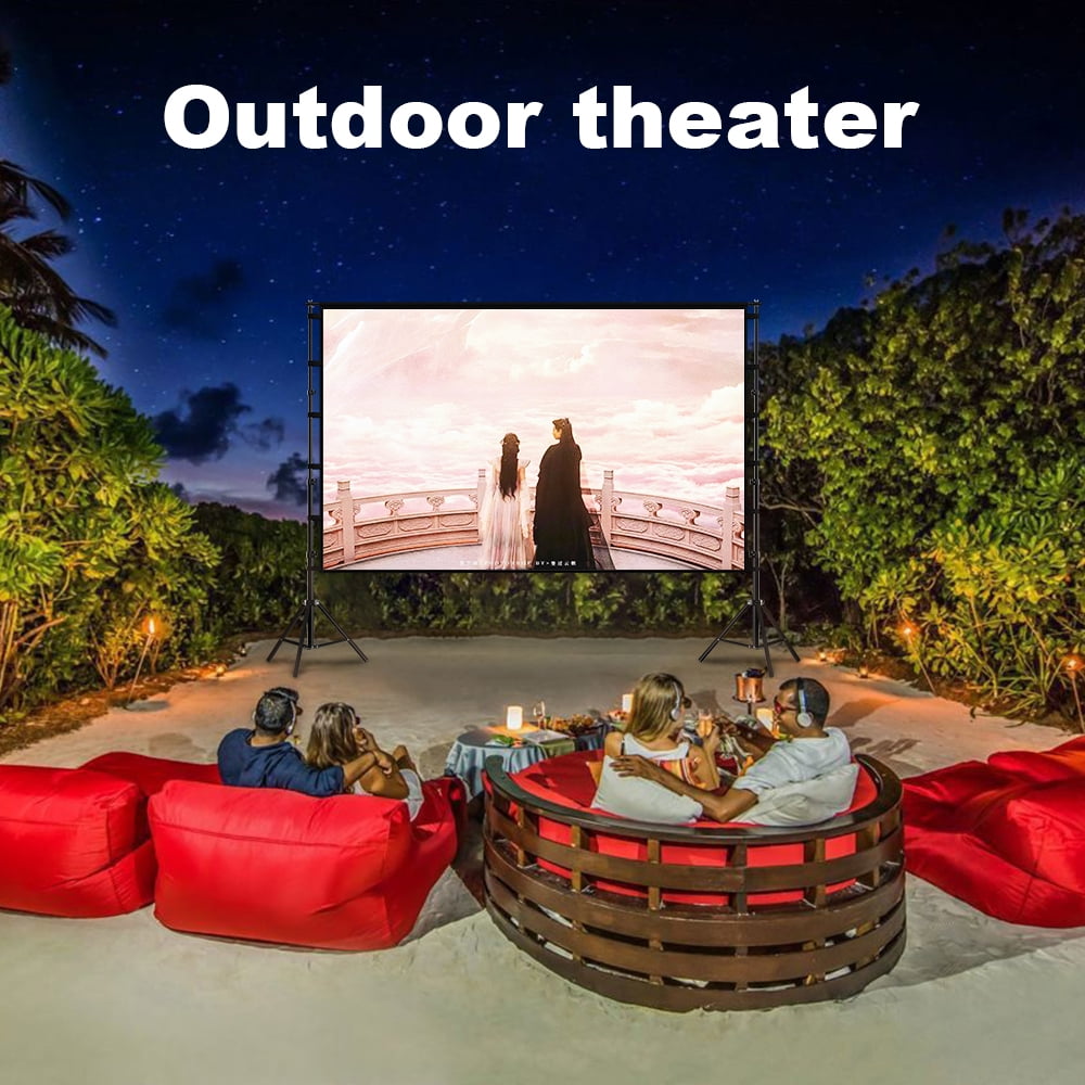 GAINVANE Portable Projector Screen with Stand, 120 inch,16:9 4K HD,Wrinkle Resistant,Indoor Outdoor Home Theater Movie Screens
