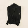 thumbnail image 2 of BiZtdJrK Knit Cardigans for Women Casual Two-Way Zipper Ribbed Sweater Solid Color Slim Fit Long Sleeve Lapel Cardigan Sweaters Black, 2 of 4