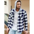 thumbnail image 3 of Coshow Men's Long Sleeve Plaid Hooded Jacket Casual Flannel Shirt Button Down Shirts, 3 of 5