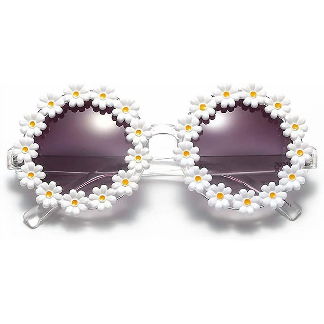 Ubiuoretro Daisy Sunglasses For Women Flower Round Fashion Disco Festival Sunglasses