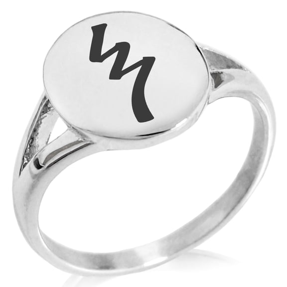 Tioneer Stainless Steel Reiki Raku Completion Minimalist Oval Top Polished Statement Signet Ring