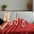 thumbnail image 3 of Keep Calm Soft Flannel Fleece Throw Blanket, Bicolour Composition Carry on Text Royal UK Crown Calligraphic Image, Cozy Plush for Indoor and Outdoor Use, 50" x 70", Red White, by Ambesonne, 3 of 5