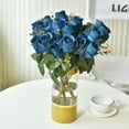 thumbnail image 4 of Artificial Roses Flowers Fake Silk Rose Bouquet 12 Heads 2 Packs of Realistic Blossom Roses for Home Wedding Party Floral Decoration Table Centerpieces, Black, 4 of 5