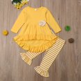 thumbnail image 2 of 2pcs Baby Girl Ruffles Flower Tops Dress+Striped Pants Legging Outfit Clothes, 2 of 5
