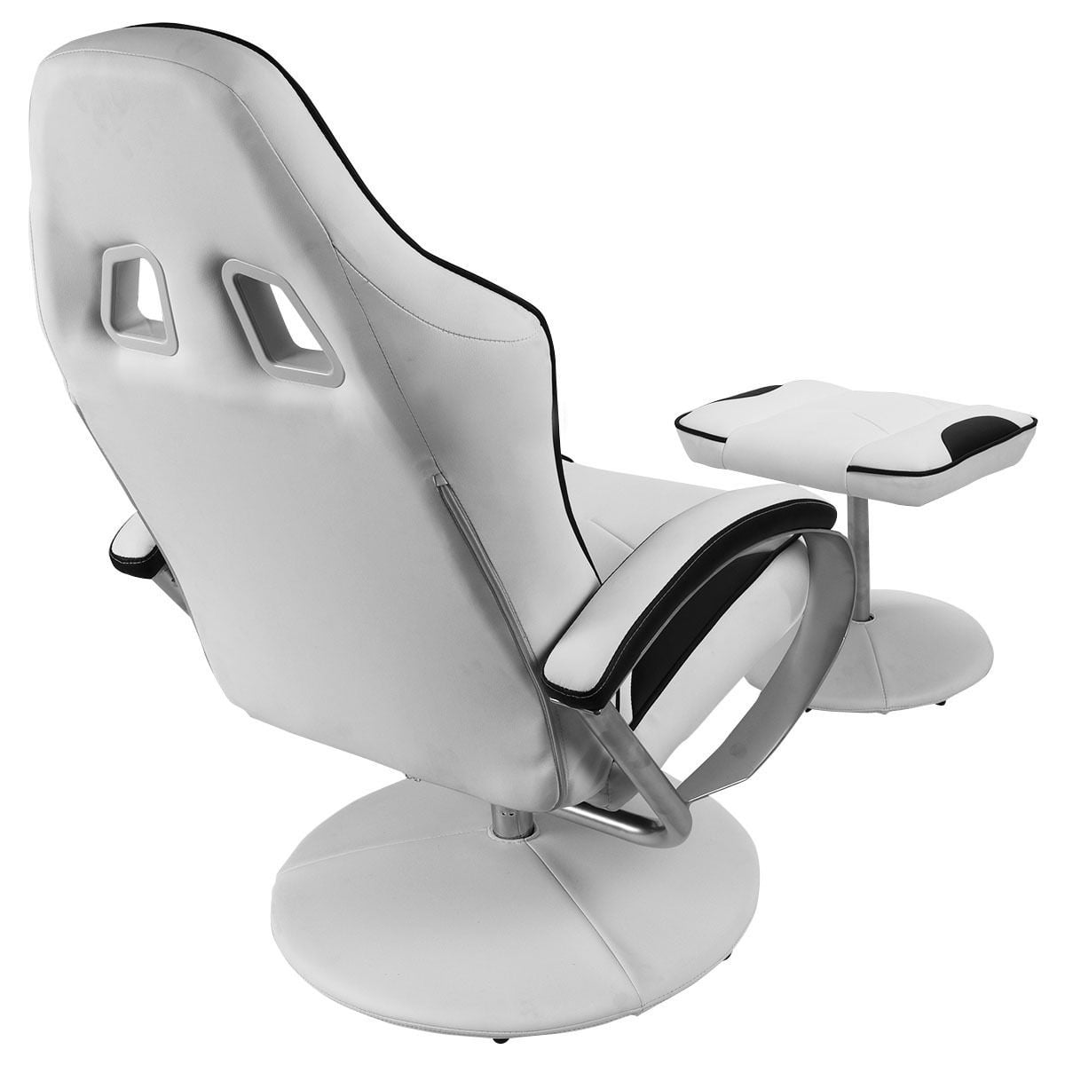 White Racing Style Bucket Seat Chair With Ottoman Furniture Sport Mancave Walmart Com Walmart Com