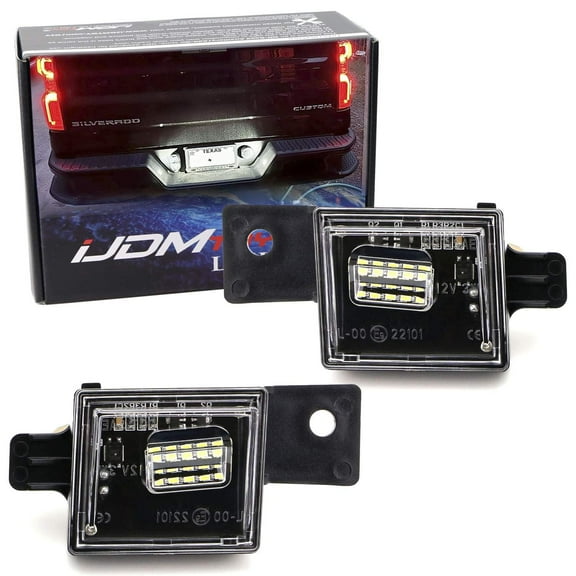 OEM-Fit 3W Full LED License Plate Light Assembly Kit For Chevrolet Silverado Colorado GMC Canyon Sierra 1500 2500 3500 Truck, Powered by 15-SMD Xenon White LED Diodes