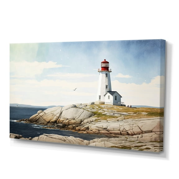 Designart Lighthouse By The Ocean III Canvas Wall Art