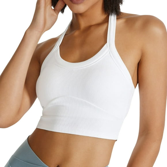 TSADFHJI Womens Workout Sports Bras Fitness Backless Padded Low Impact Bra Yoga Crop Tank Top Womens Bras Plus Size Garter Belt Bras for Women Plus Size Garter Belt Women Bras White White S