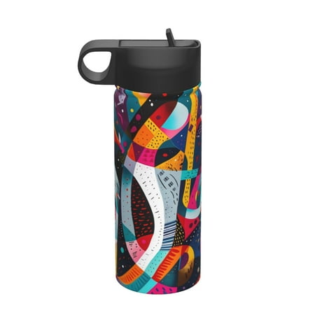 

Tideii Abstract Jazz Instrumental for 18OZ Insulated Space Bottle Stainless Steel Water Cup with Straw Suitable for Outdoor Sports Unisex