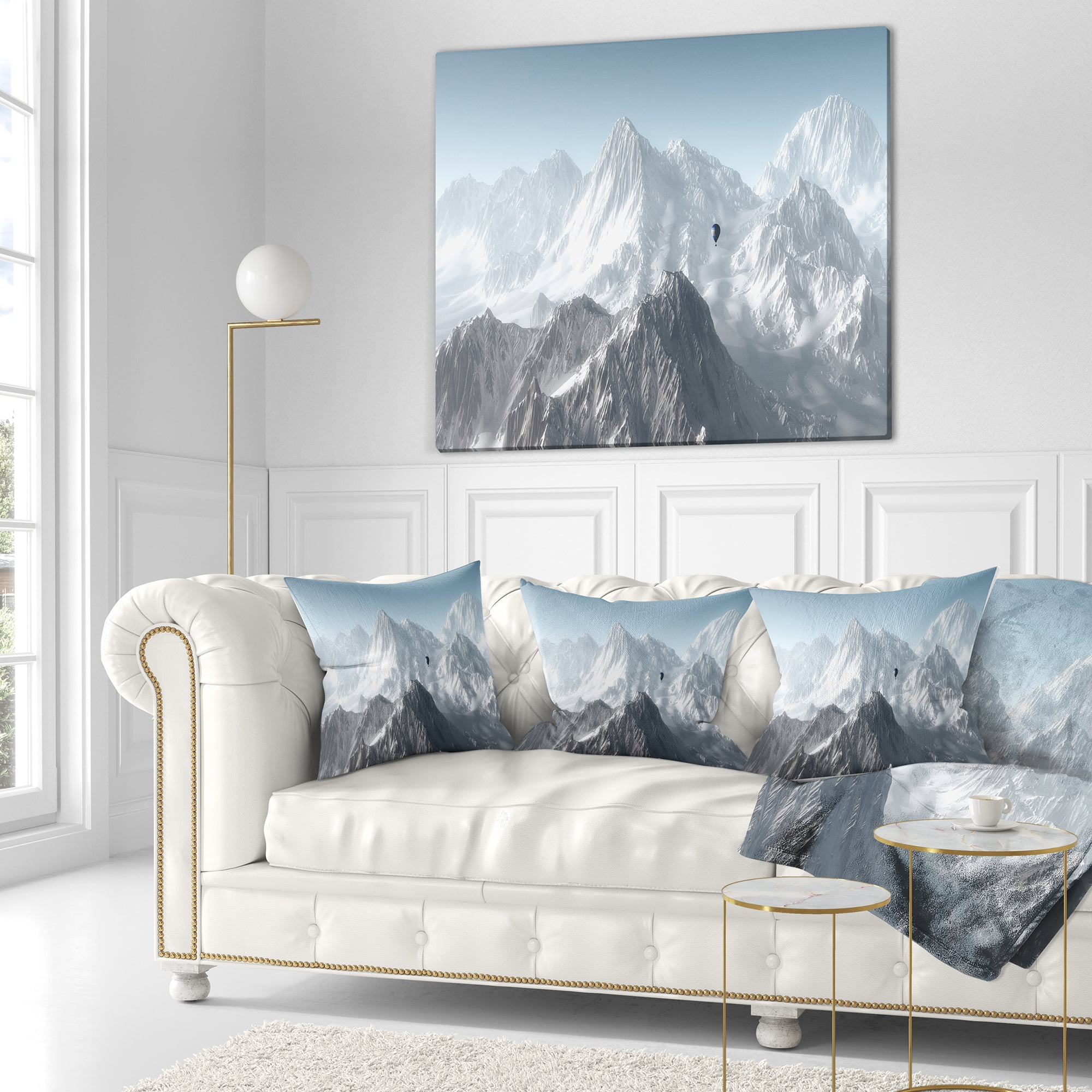 Designart Hot Air Balloon Flying - Landscape Photography Throw Pillow - 18x18