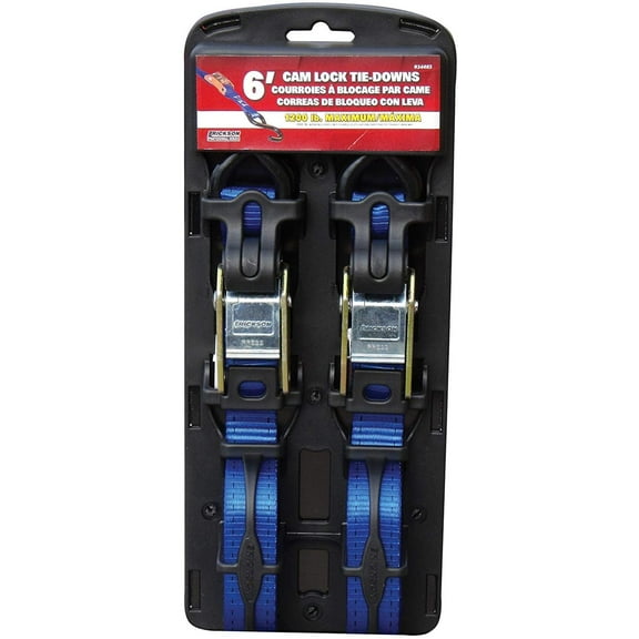 Erickson 34403 Blue 1" x 6' Cam Lock Buckle Tie-Down Strap, Pack of 2