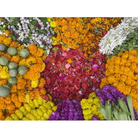 Selling Flowers for Diwali, Festival of Lights, Varanasi, India Print Wall Art By Keren