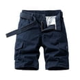 thumbnail image 2 of DDAPJ pyju Cotton Cargo Shorts for Men Elastic Waist Casual Hiking Shorts Relaxed Fit Work Shorts Outdoor Fishing Camping Shorts with Multi Pockets Dark Blue M, 2 of 4