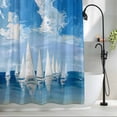 thumbnail image 2 of Summer Theme Shower Curtain, 36" x 72", Oil Painting Ocean Wave Sailboats Cloud Blue Sky Waterproof Bathroom Curtain Washable Shower Curtain Set with 12 Hooks, 2 of 8