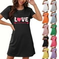 thumbnail image 6 of Xfvqtps Valentine's Day Nightgown for Women Plus Size Love Arrow Print Short Sleeve Crew Neck Solid Color Lightweight Soft Comfortable Pajamas Pink, 6 of 6
