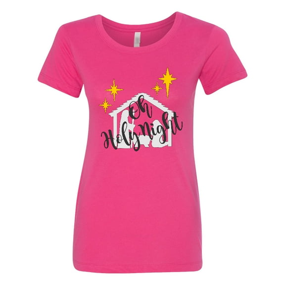 Inktastic Oh Holy Night Christmas Nativity with Yellow Stars Women's T-Shirt